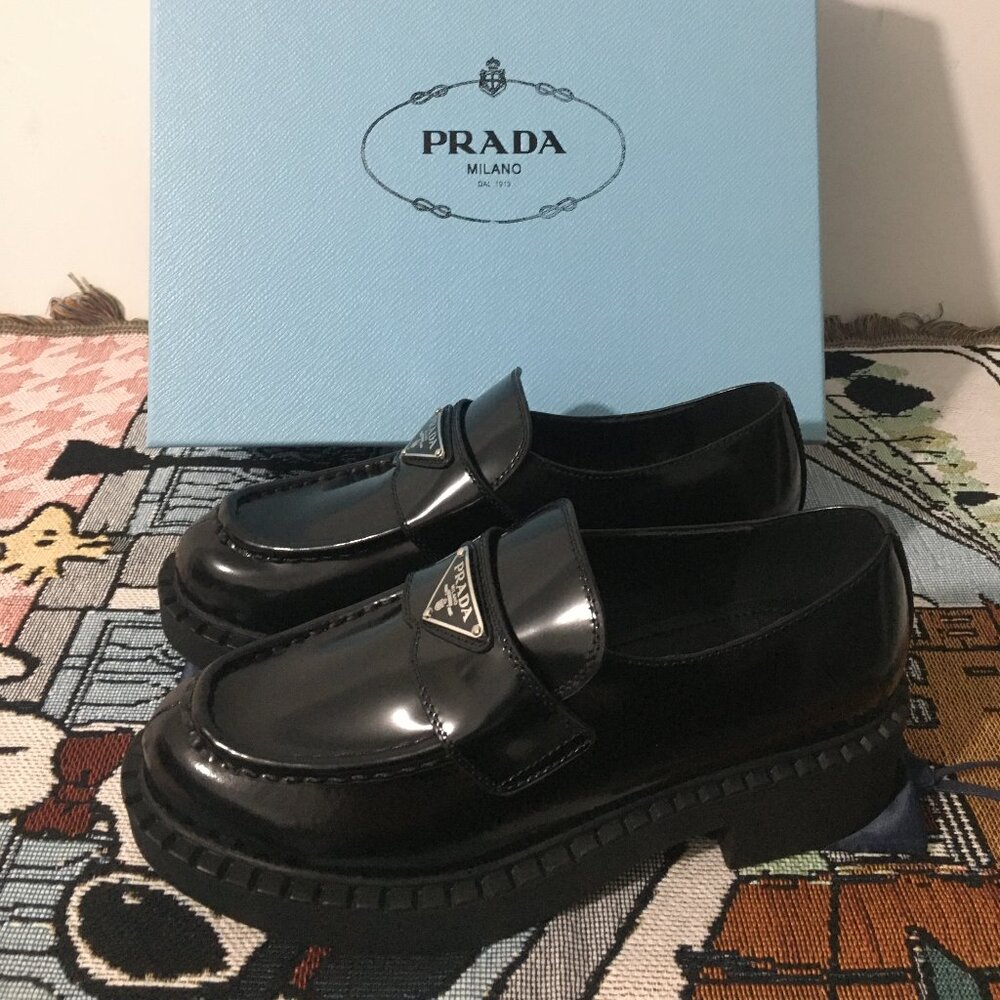 Prada women's black loafers
